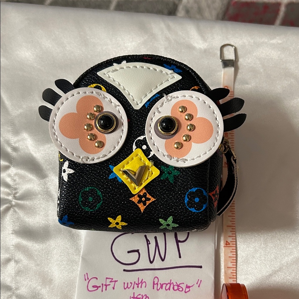Black and Multicolor Owl Mini Backpack